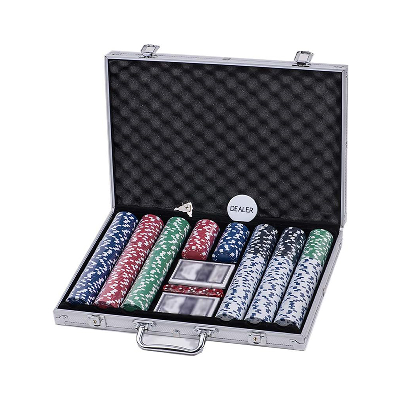500psc sceallóga poker cré trom -dhualgas atá leagtha síos i mbosca alúmanaim